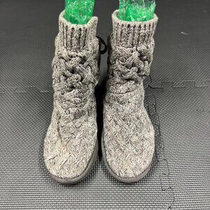 UGG Womens Gray Knit Tall Boots With Suede Trim & Bow Detail - Size 8